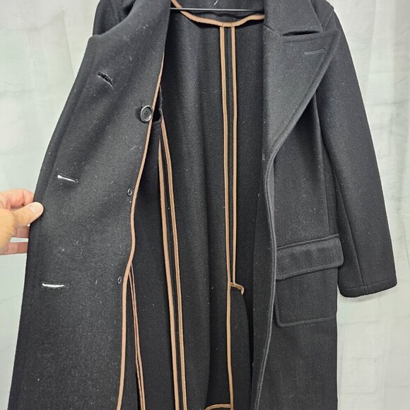 Vintage J. Crew Black Pea Car Coat Wool Blend Preppy Military Winter M - Picture 10 of 14